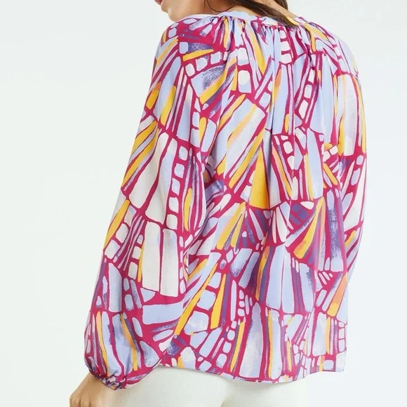 Marie‎ Oliver EUC 100% Silk Long Sleeve Blouse Size S - Picture 2 of 8